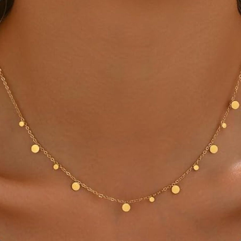 Neiman Marcus 18K Gold Plated Coin Disc Chain Necklace - Picture 4 of 4